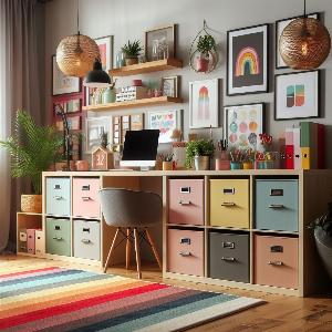 Trendy Home Office Design Ideas with file cabinets & storage boxes-6